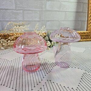 2 Target Spring 2024 Glass Mushroom Vase Planters Pink & Purple